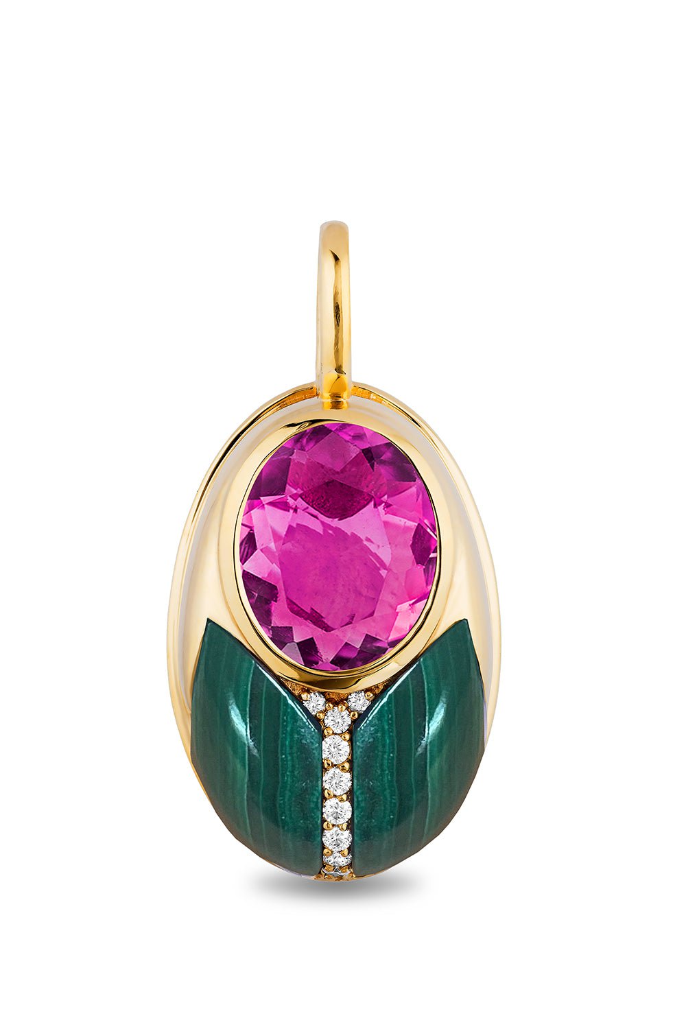 MASON & BOOKS-Big Love Bug Malachite Pendant-YELLOW GOLD