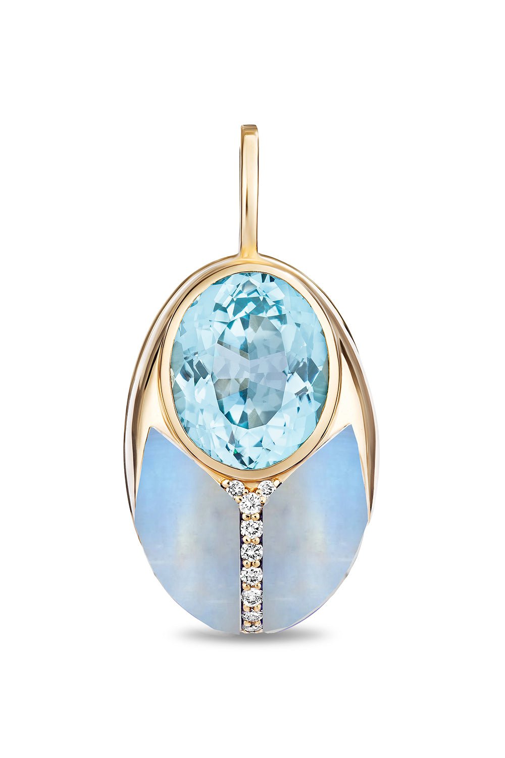 MASON & BOOKS-Blue Topaz Big Love Bug Pendant-YELLOW GOLD