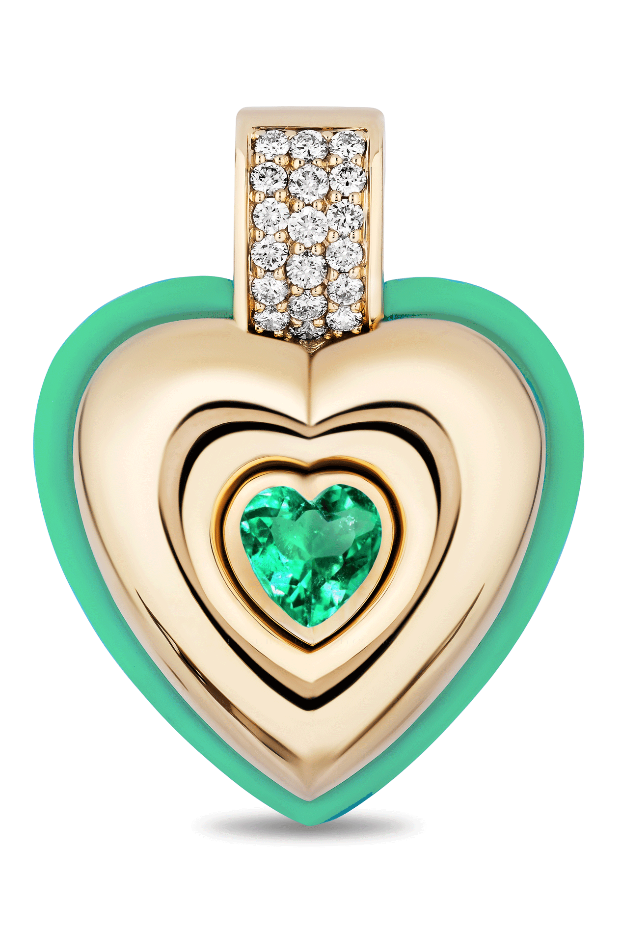 Emerald Linzer Heart Pendant-YELLOW GOLD-JEWELRYFINE JEWELPENDANT-MASON & BOOKS