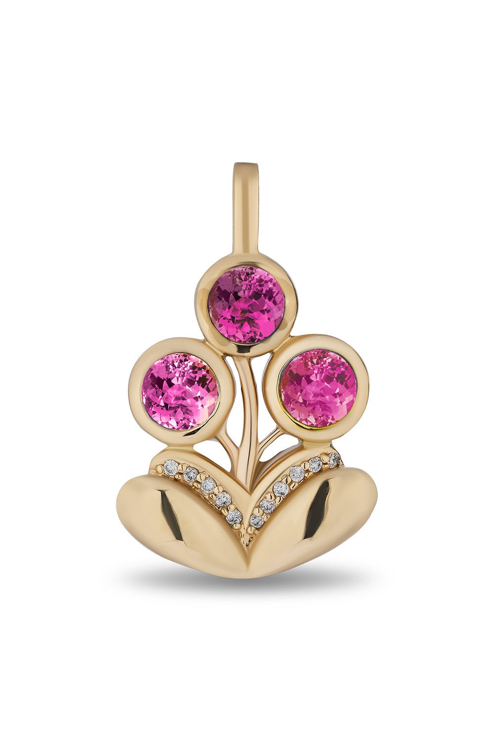 MASON & BOOKS-Medium Bouquet Pendant - Tourmaline-YELLOW GOLD