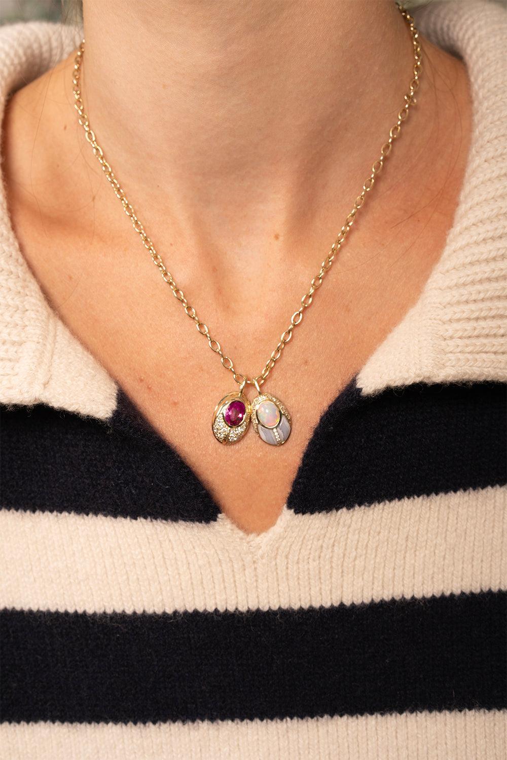 Pink Tourmaline Love Bug Pendant-YELLOW GOLD-JEWELRYFINE JEWELPENDANT-MASON & BOOKS