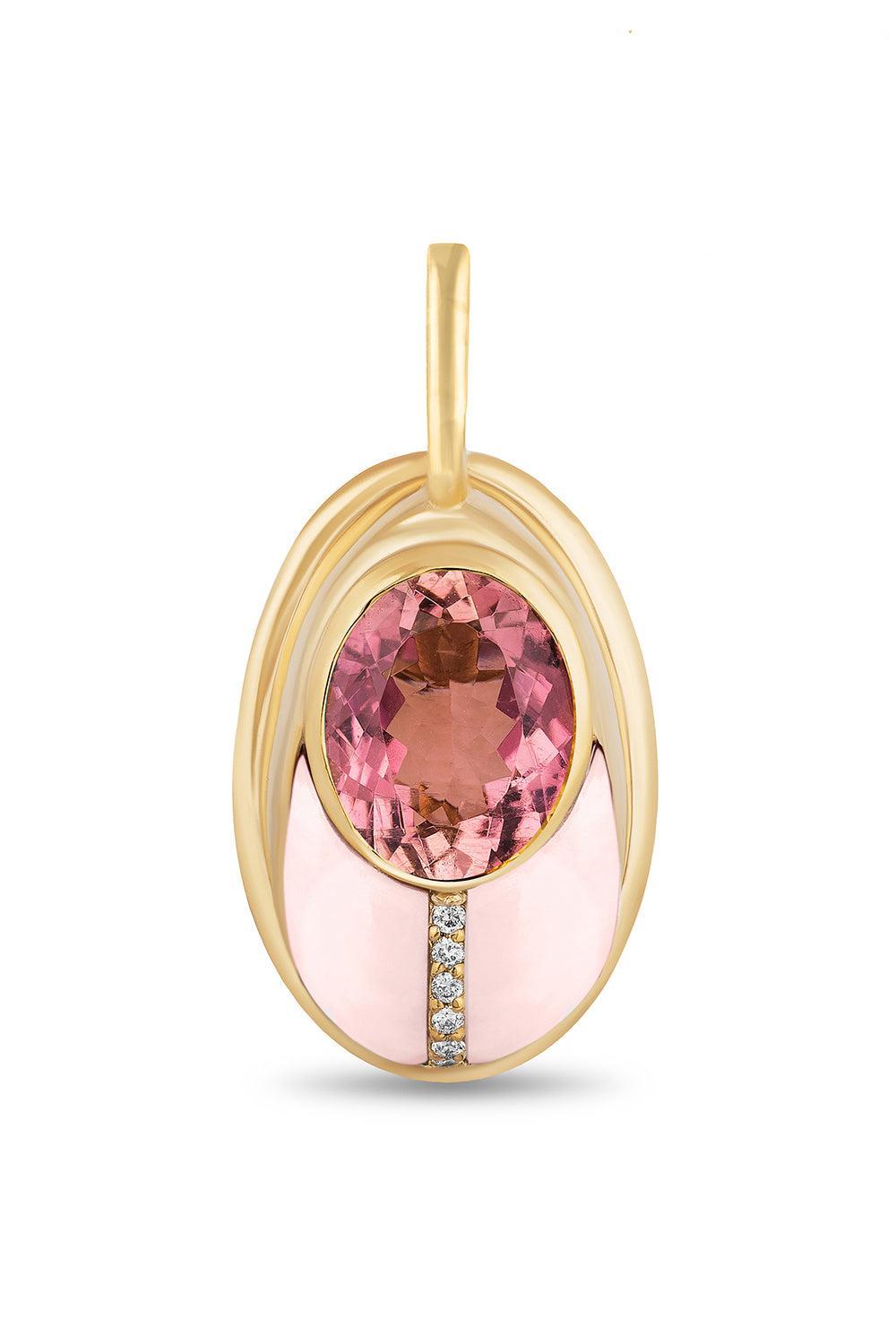 Pink Tourmaline Love Bug Pendant-YELLOW GOLD-JEWELRYFINE JEWELPENDANT-MASON & BOOKS