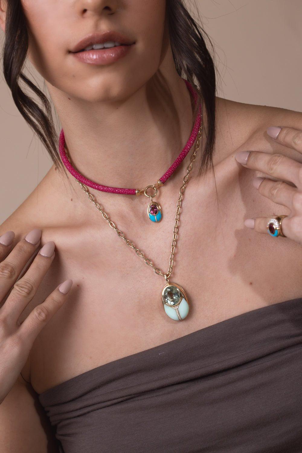 MASON & BOOKS-Tourmaline Love Bug Pendant-YELLOW GOLD