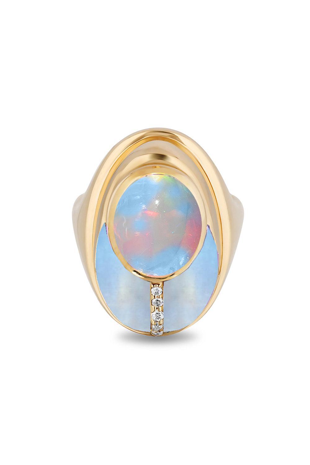 Moonstone Opal Love Bug Ring-YELLOW GOLD-6-JEWELRYFINE JEWELRING-MASON & BOOKS