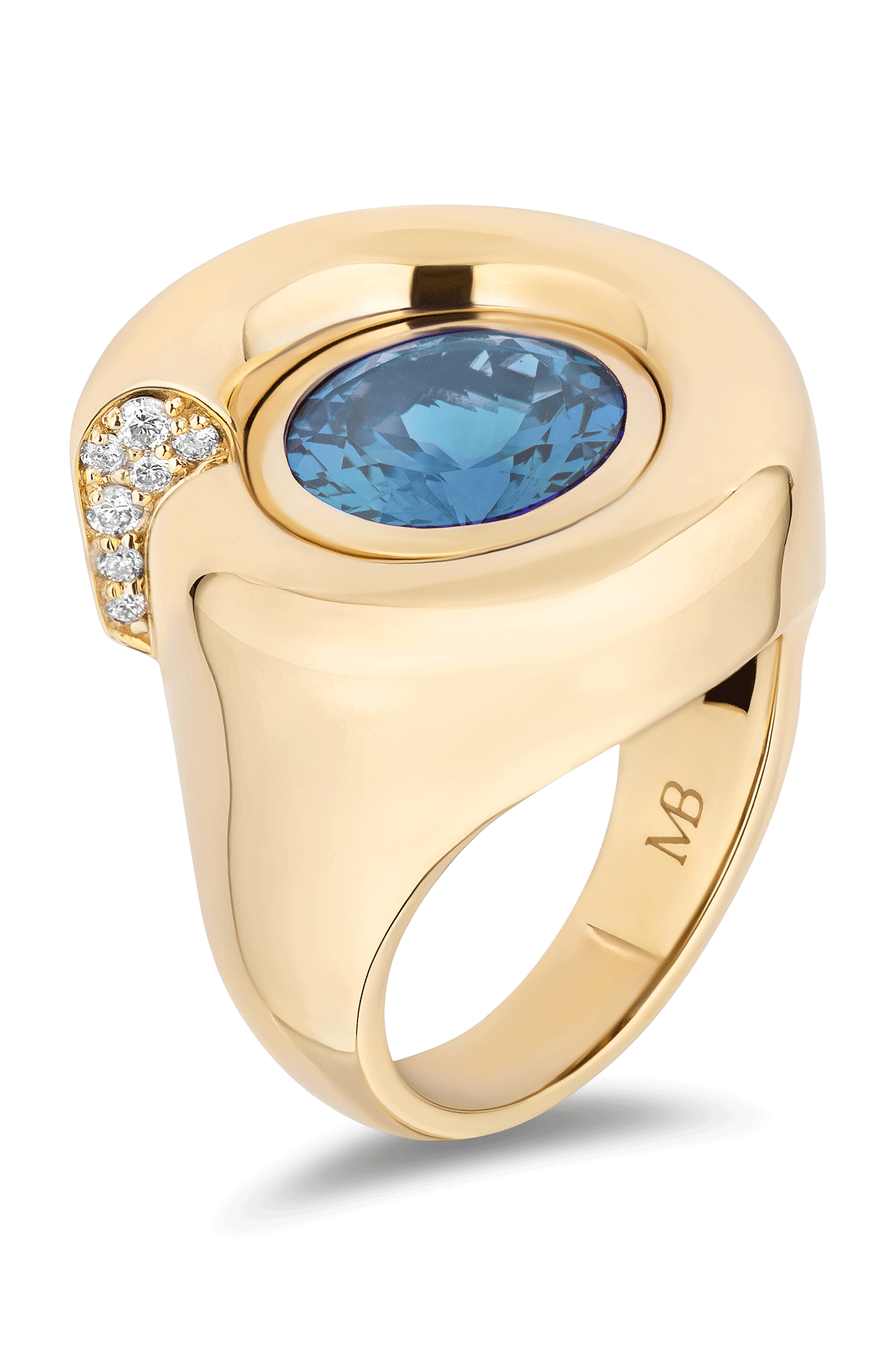 Blue Topaz Nautilus Ring-YELLOW GOLD-6.5-JEWELRYFINE JEWELRING-MASON & BOOKS