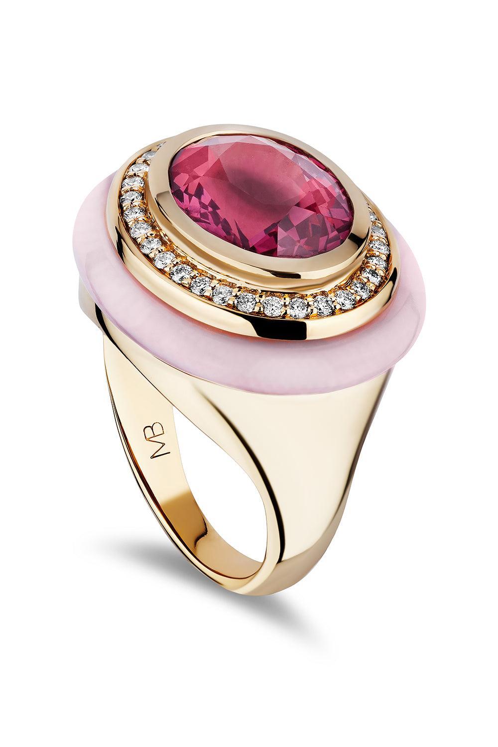 Rhodonite Garnet Cupcake Ring-YELLOW GOLD-6.5-JEWELRYFINE JEWELRING-MASON & BOOKS