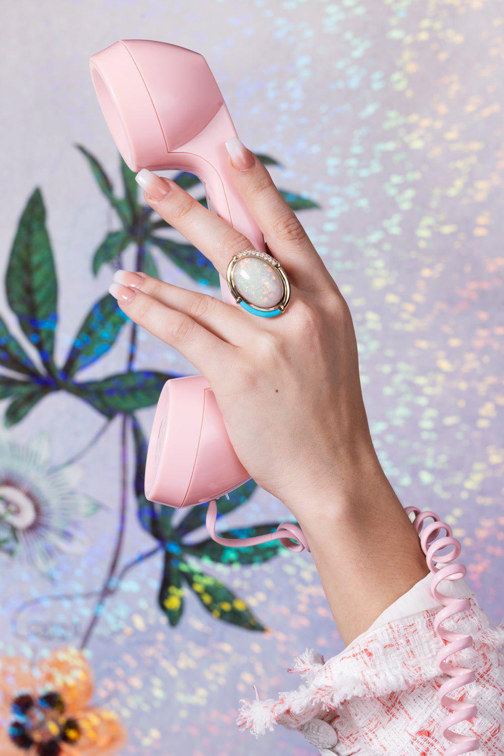 MASON & BOOKS-Turquoise Sugar And Spice Cocktail Ring-YELLOW GOLD