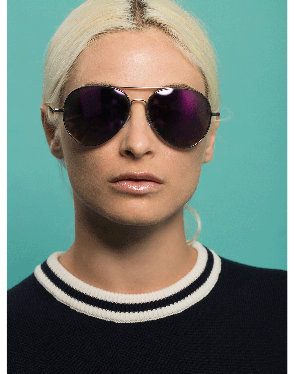 MATTHEW WILLIAMSON-Matte Aviator Sunglasses-GNMTLPNK