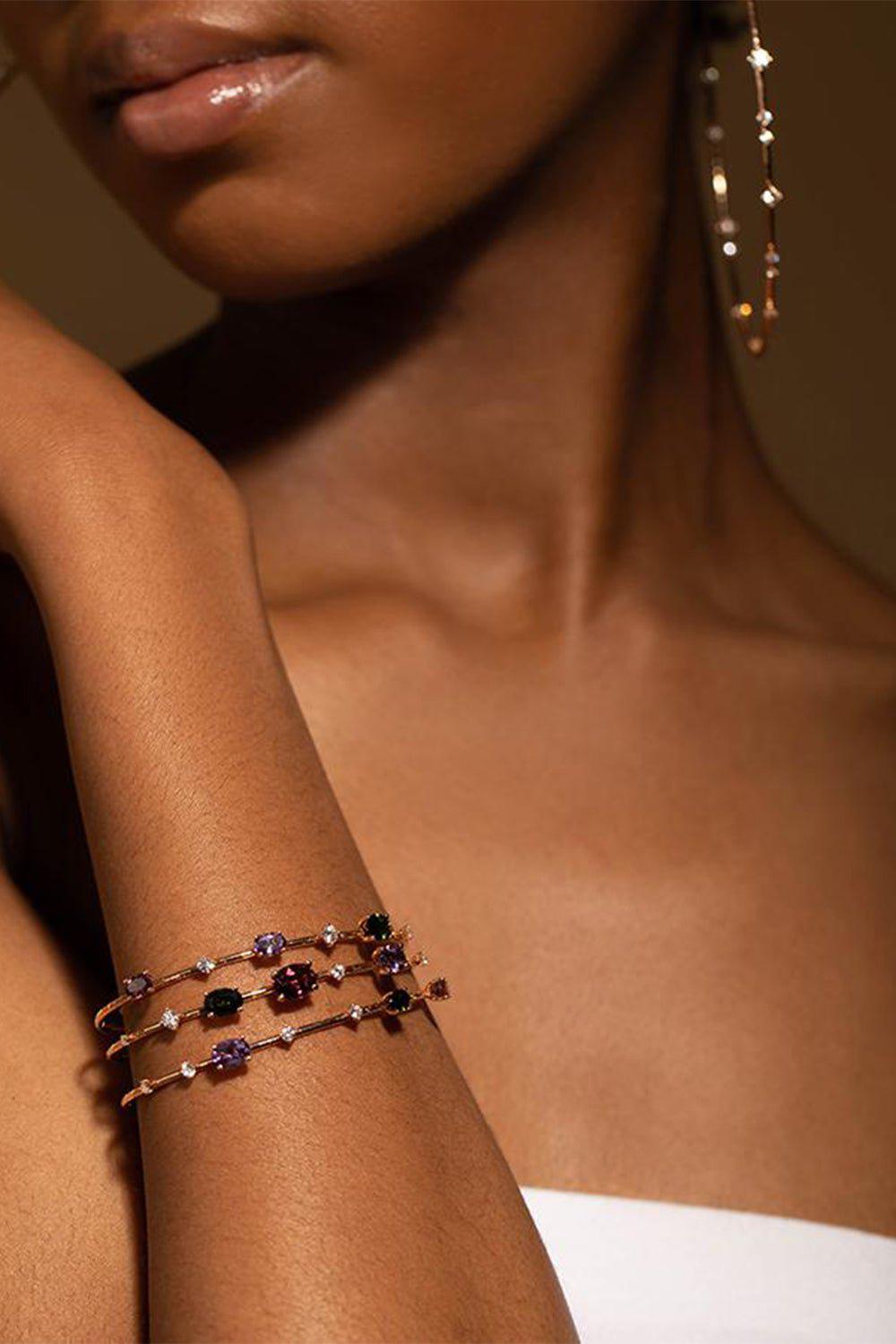 MATTIA CIELO-Rugiada Three Circle Rainbow Bracelet-ROSE GOLD