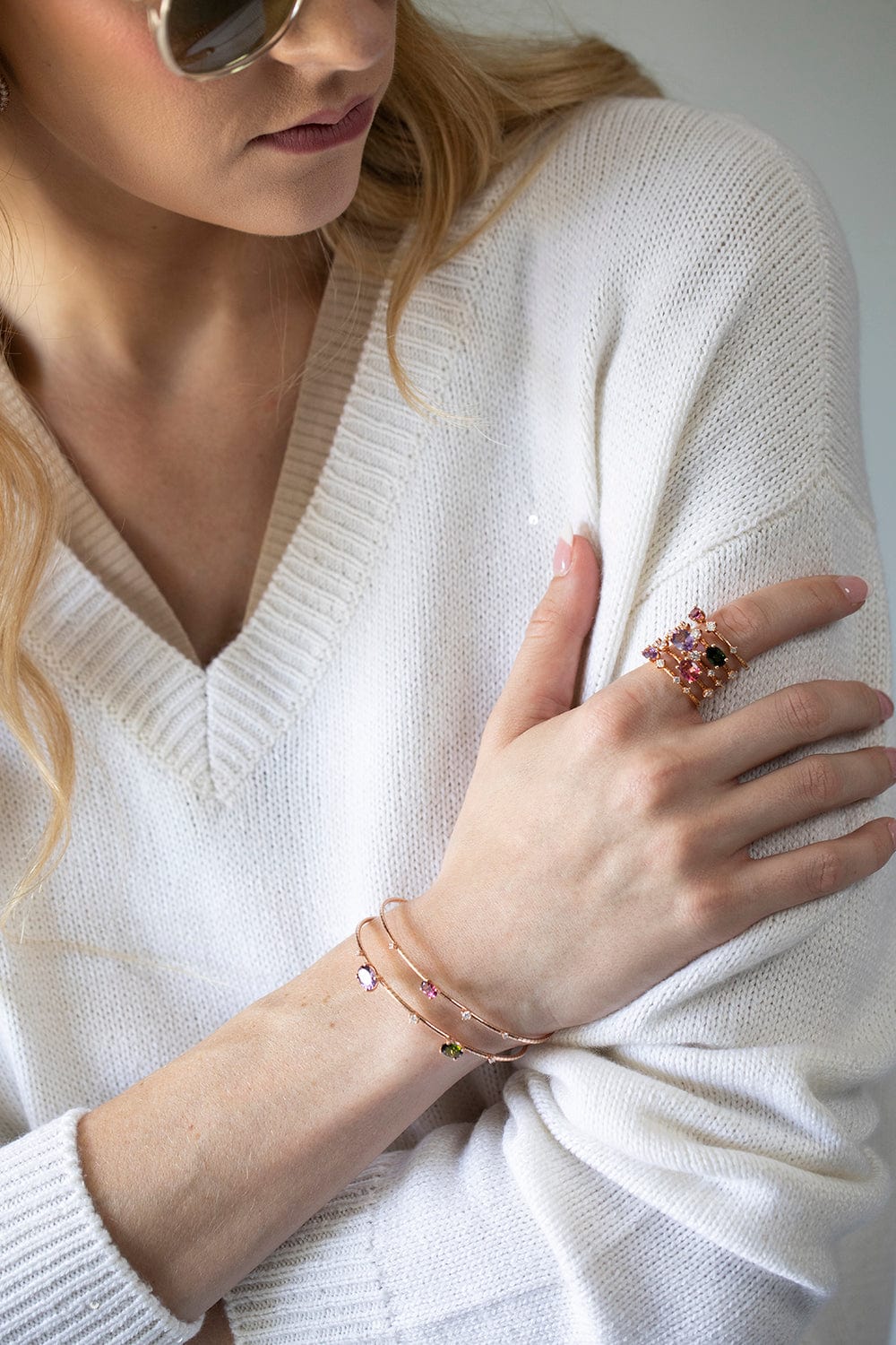 MATTIA CIELO-Rugiada Rainbow 2 Wrap Bracelet-ROSE GOLD