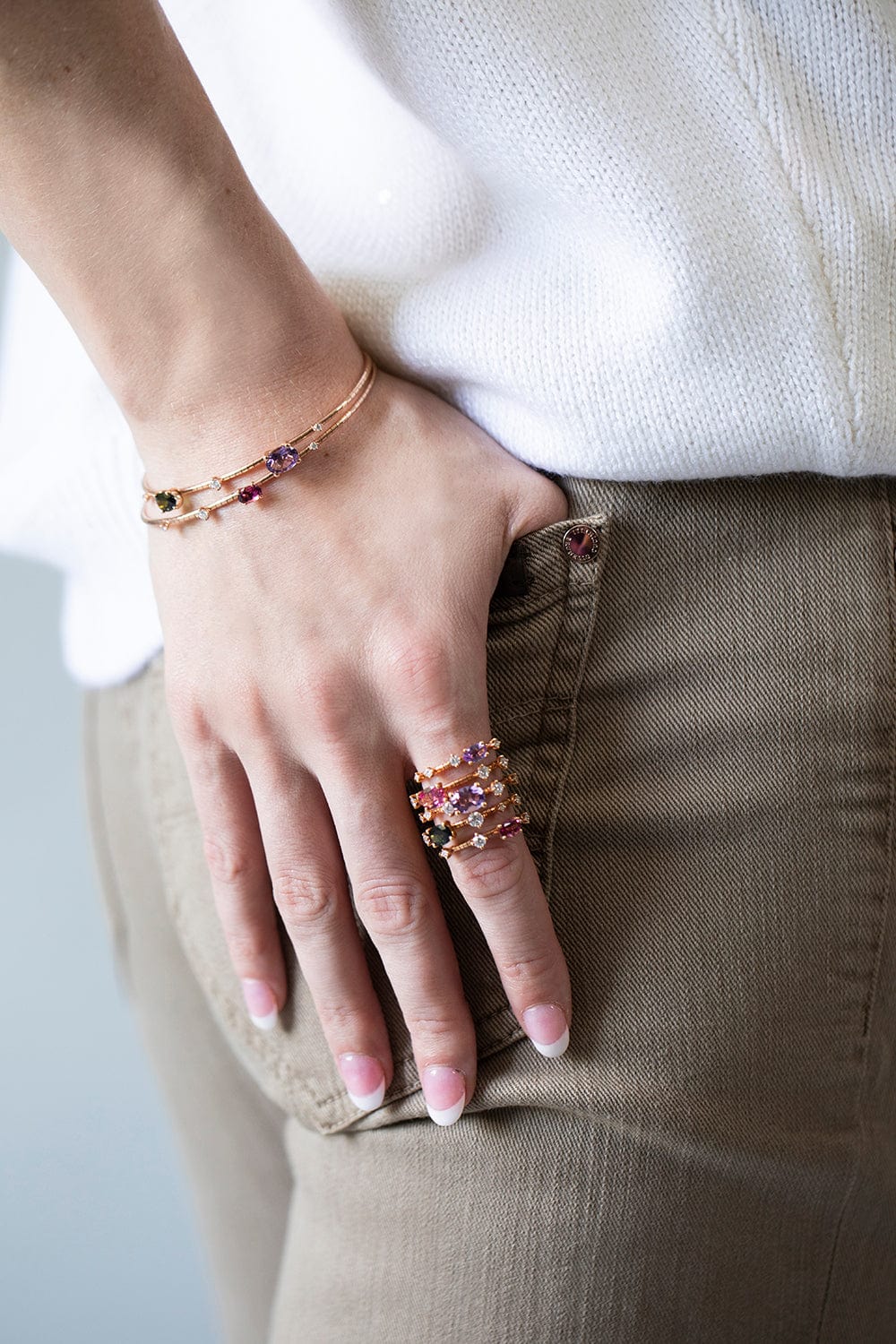 MATTIA CIELO-Rugiada Rainbow 2 Wrap Bracelet-ROSE GOLD