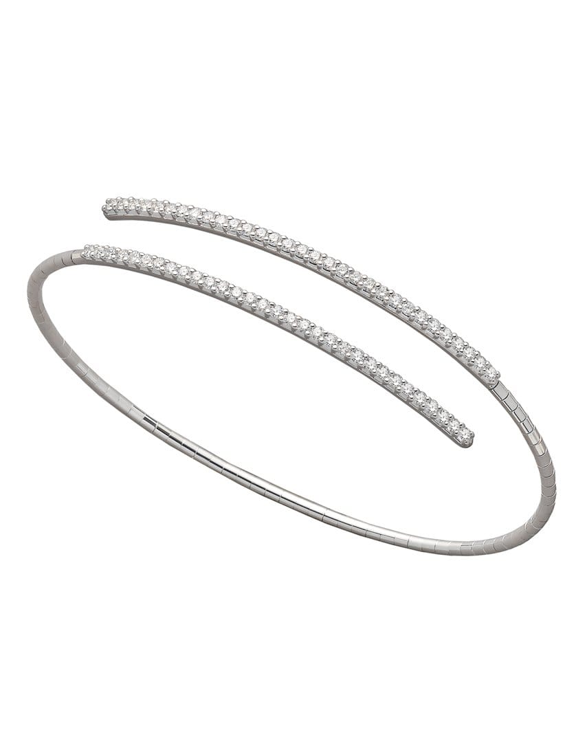 MATTIA CIELO-Diamond Tennis Set Bypass Bracelet-WHITE GOLD