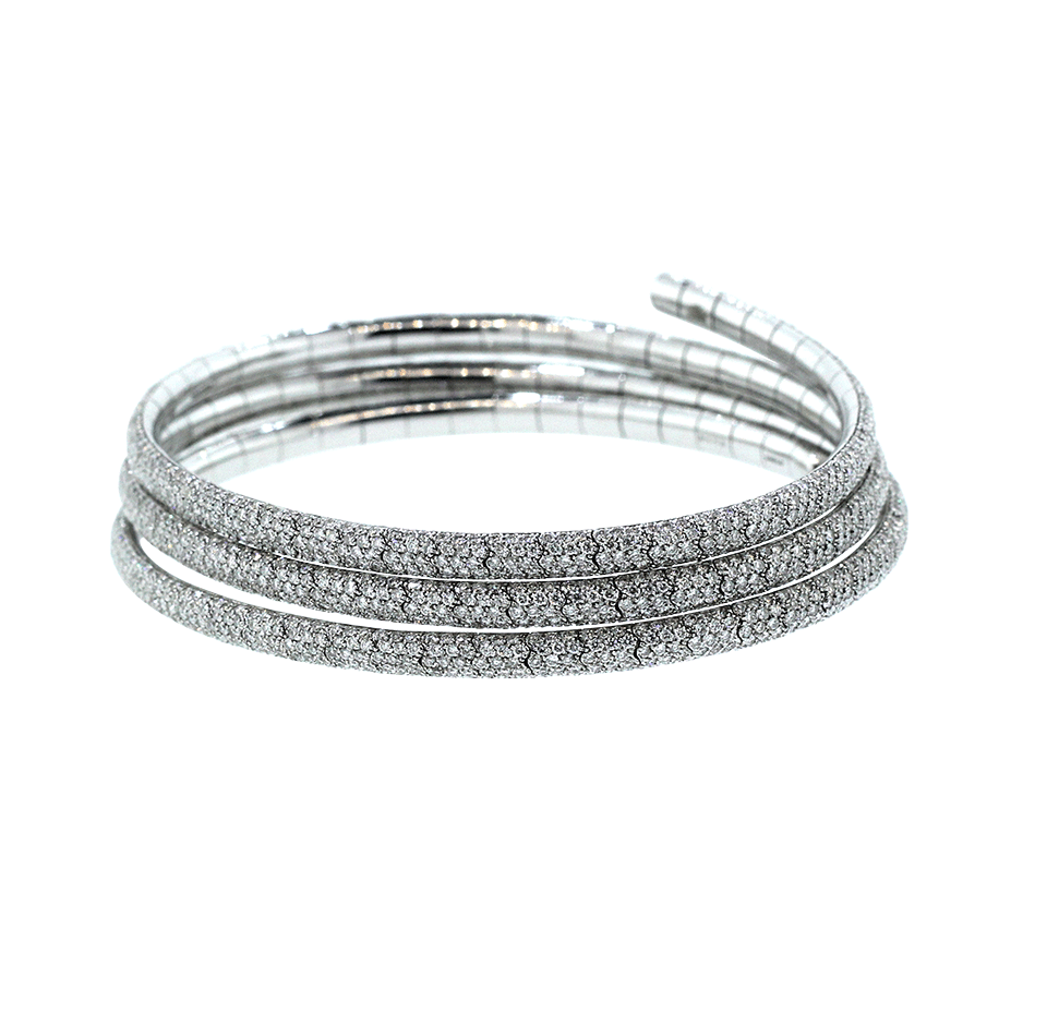 MATTIA CIELO-Rugiada Micro Pave Three-Circle Wrap Bracelet-WHITE GOLD