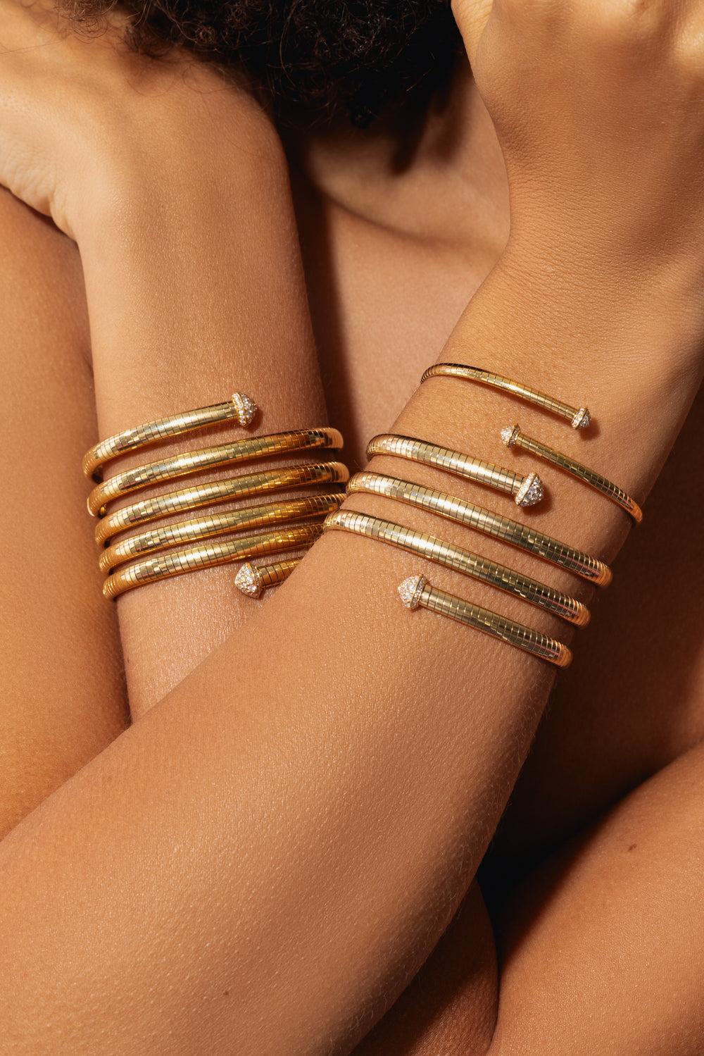 Rugiada 5 Row Diamond Tip Serpent Bracelet-YELLOW GOLD-M-JEWELRYFINE JEWELBRACELET O-MATTIA CIELO
