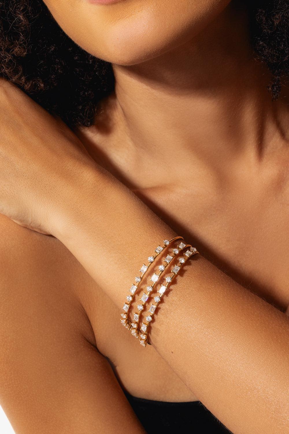 Rugiada Mix Cut Diamond Wrap Bracelet-YELLOW GOLD-M-JEWELRYFINE JEWELBRACELET O-MATTIA CIELO