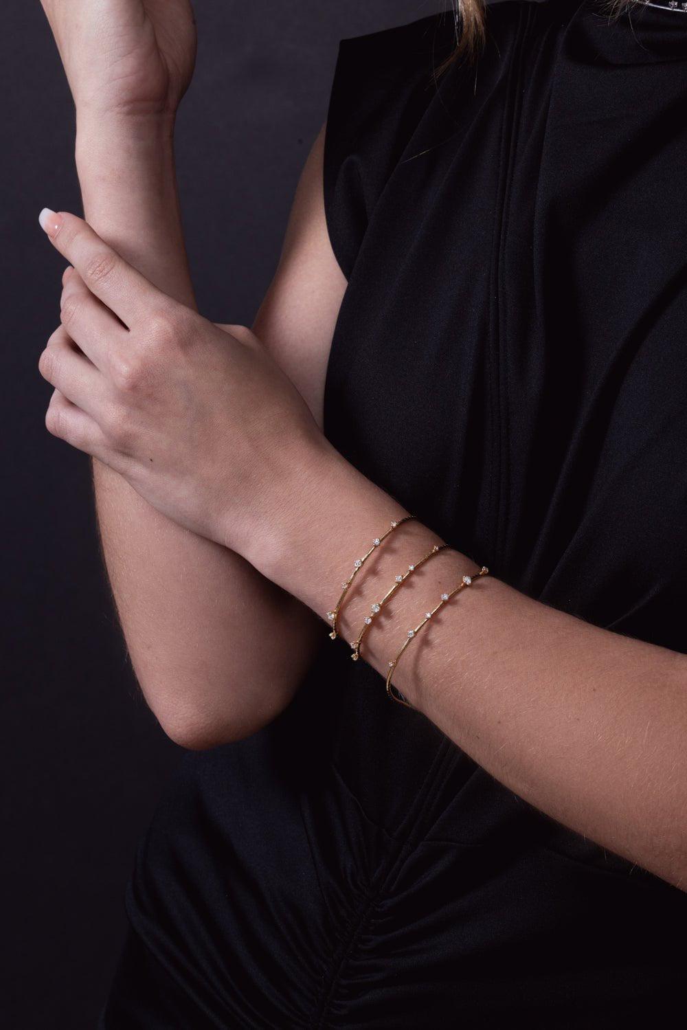 MATTIA CIELO-Rugiada Diamanti 3 row spiral bracelet-YELLOW GOLD