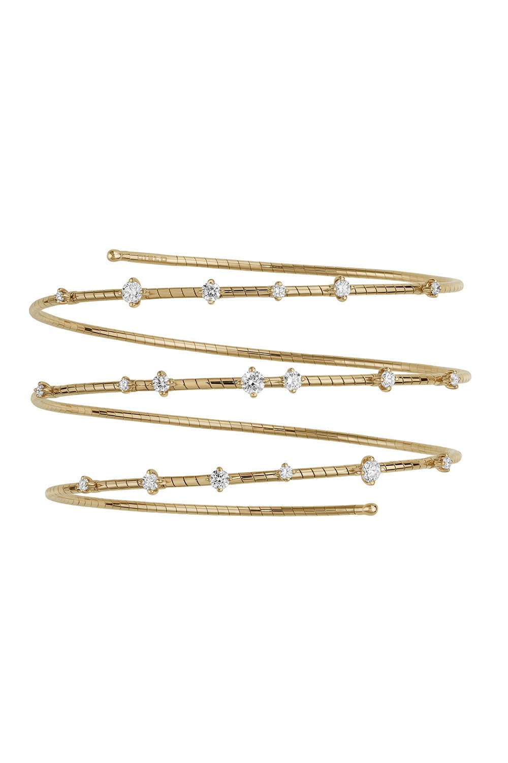 MATTIA CIELO-Rugiada Diamanti 3 row spiral bracelet-YELLOW GOLD