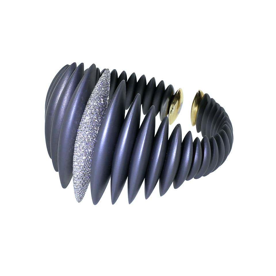 MATTIA CIELO-Ghiaccio Diamond And Titanium Cuff-TITANIUM