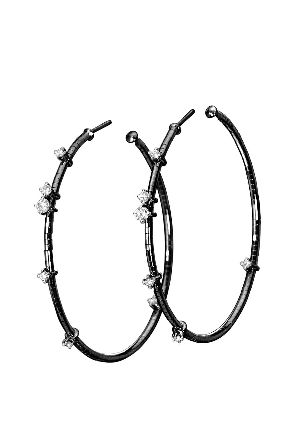 MATTIA CIELO-4cm Black Hoop Earring-BLACK GOLD