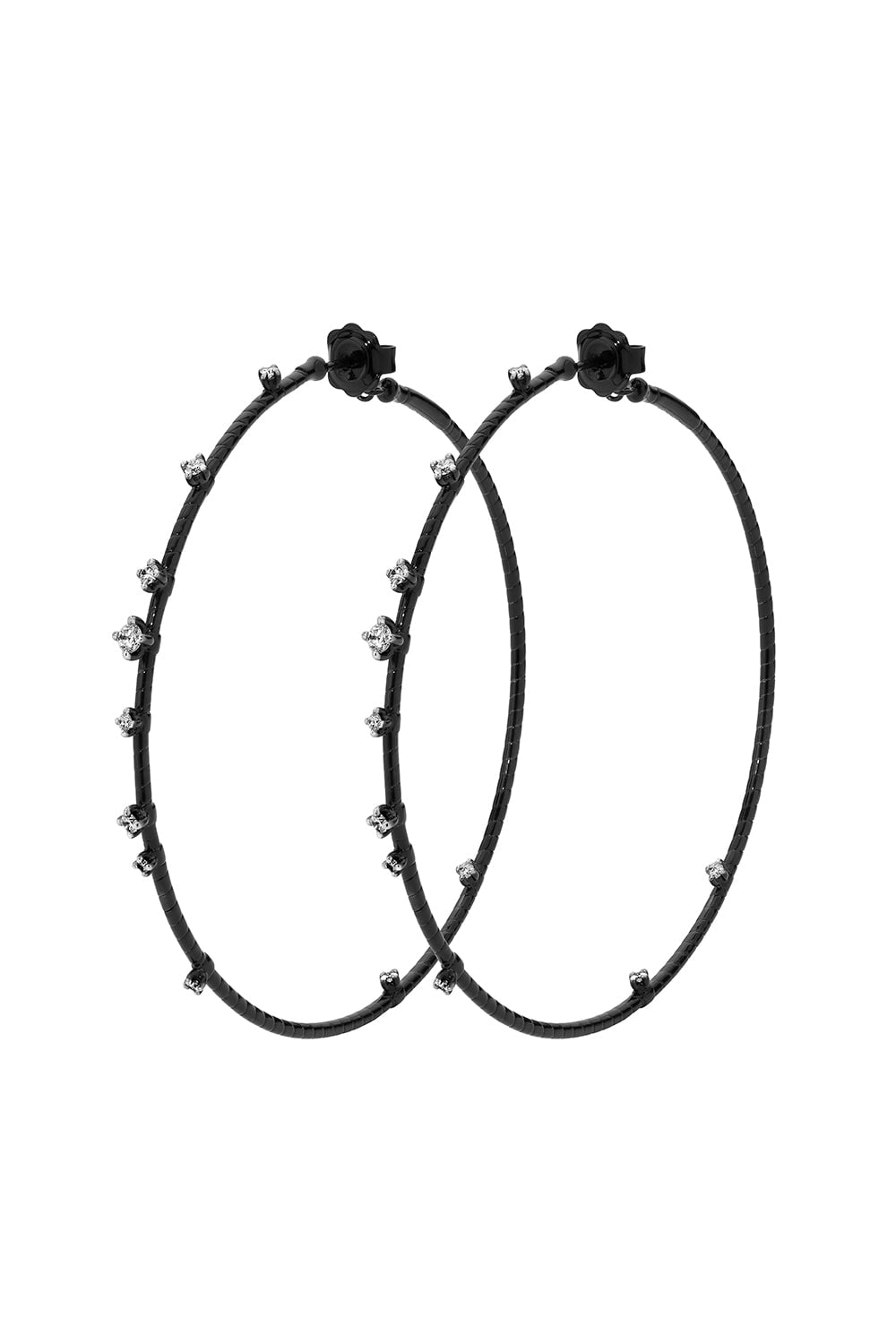 MATTIA CIELO-6cm Black Hoop Earrings-BLACK GOLD