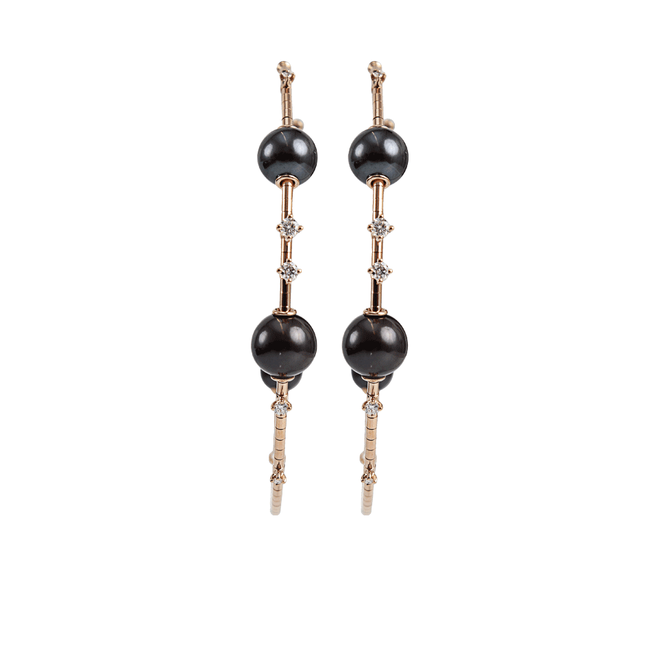 MATTIA CIELO-Rugiada Black Pearl Earrings-ROSE GLD