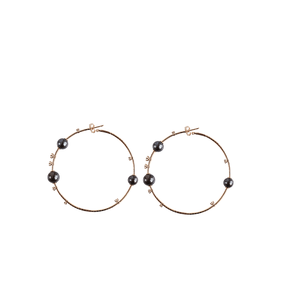 MATTIA CIELO-Rugiada Black Pearl Earrings-ROSE GLD