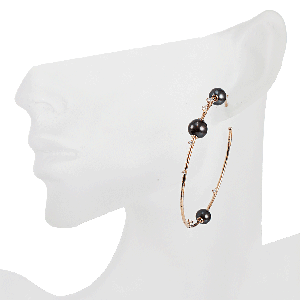 MATTIA CIELO-Rugiada Black Pearl Earrings-ROSE GLD