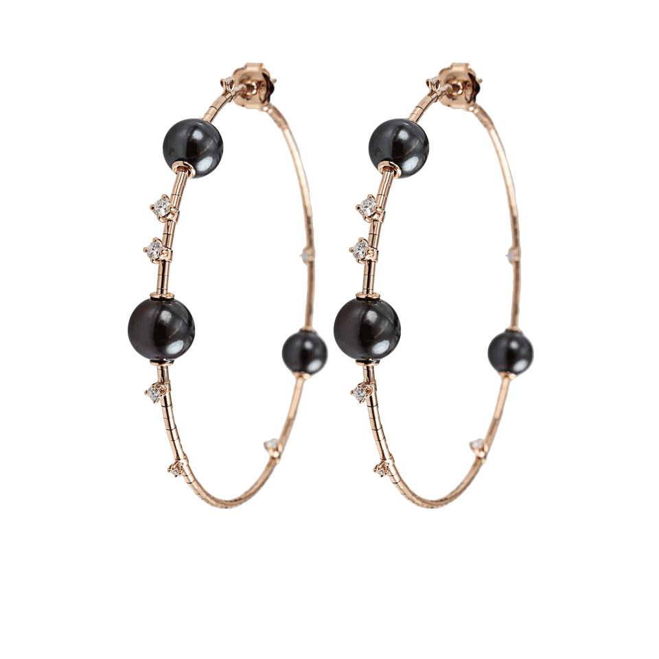 MATTIA CIELO-Rugiada Black Pearl Earrings-ROSE GLD