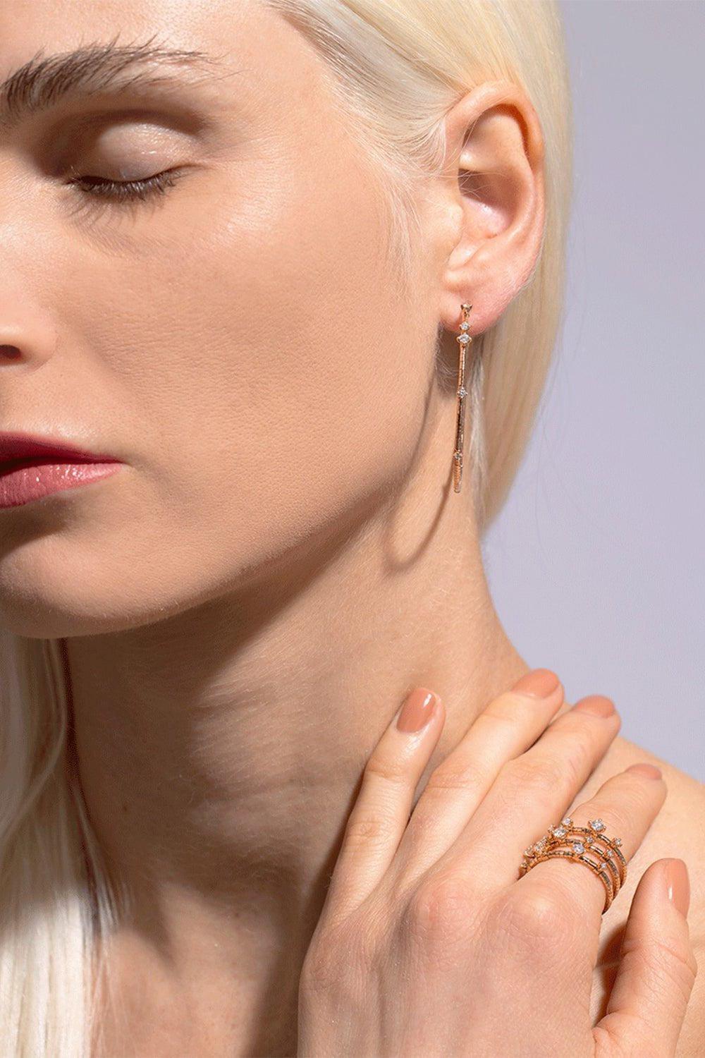 MATTIA CIELO-4cm Rose Gold Rugiada Diamond Hoop Earrings-ROSE GOLD