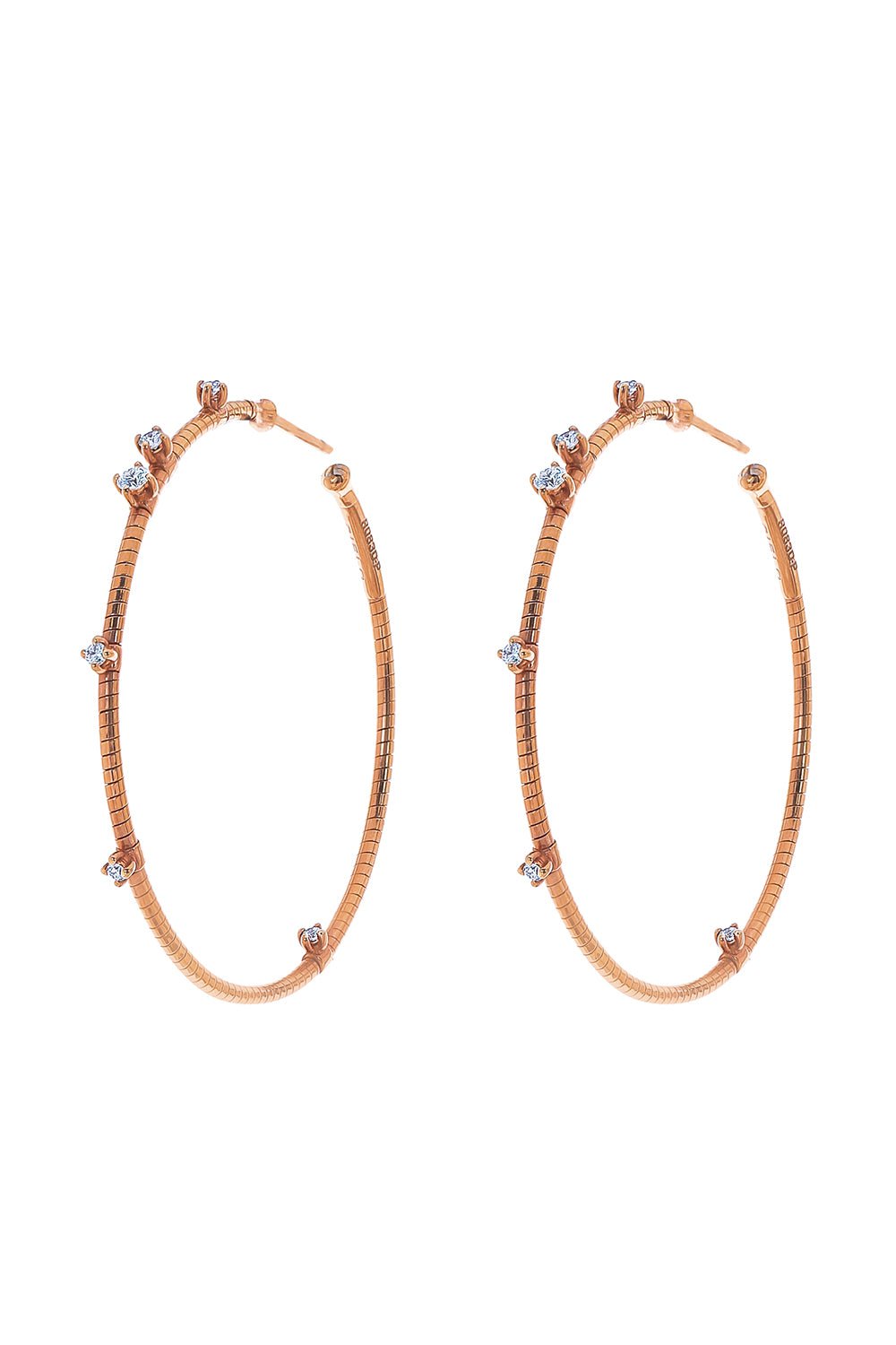 MATTIA CIELO-4cm Rose Gold Rugiada Diamond Hoop Earrings-ROSE GOLD