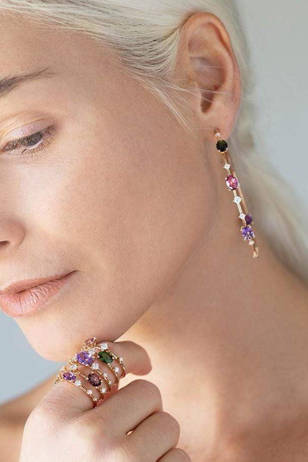 MATTIA CIELO-6cm Rugiada Rainbow Hoop Earrings-ROSE GOLD