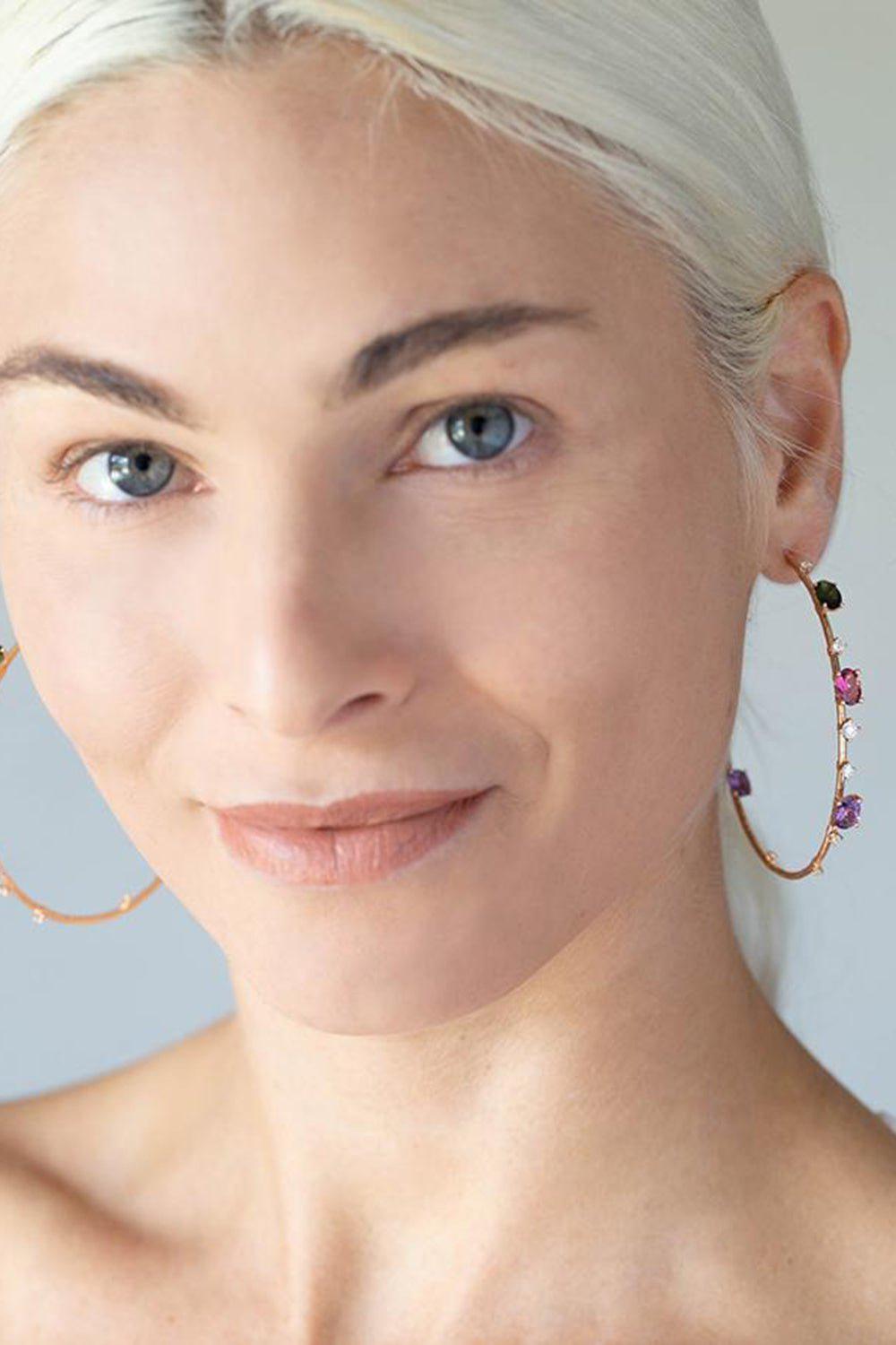 MATTIA CIELO-6cm Rugiada Rainbow Hoop Earrings-ROSE GOLD