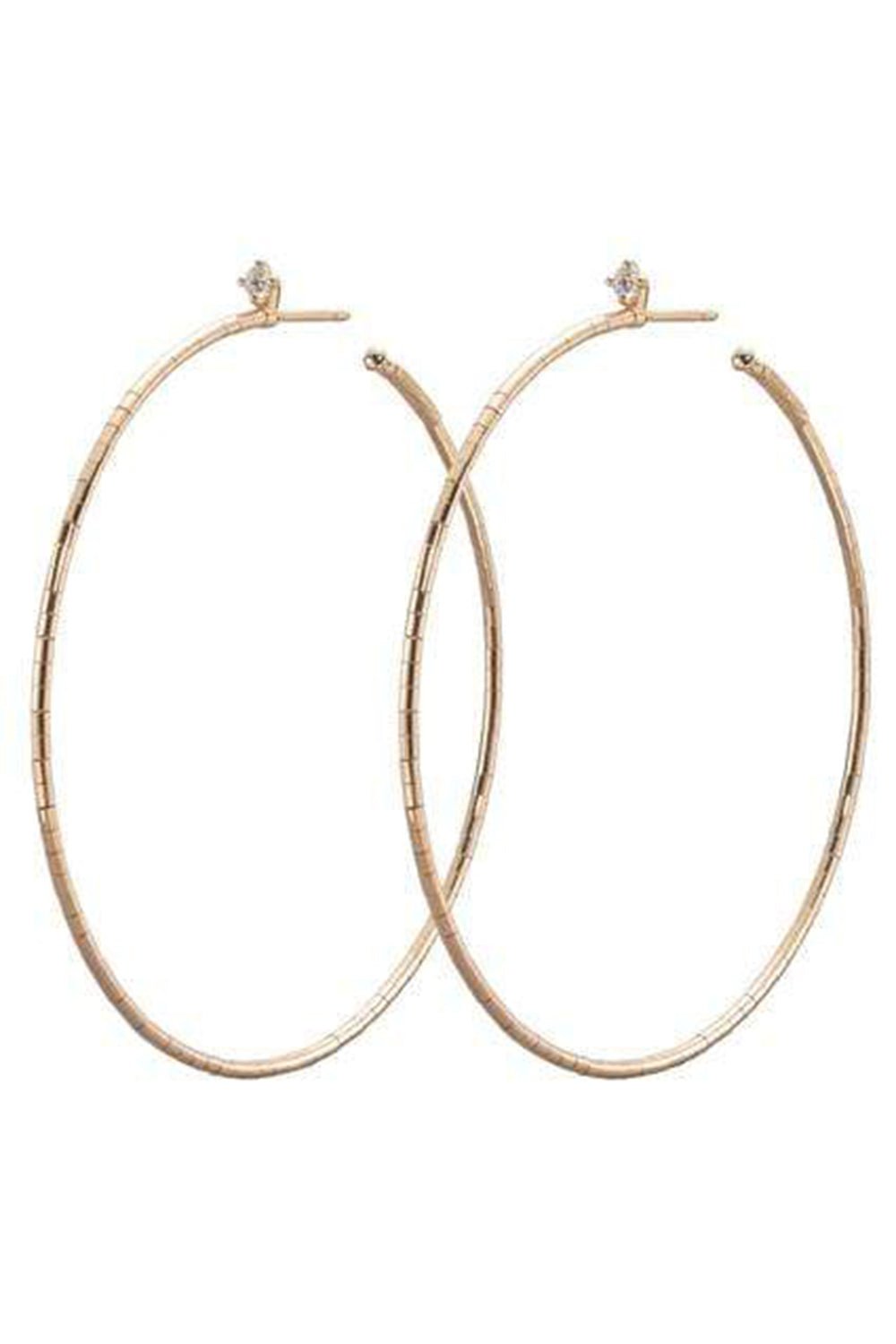 MATTIA CIELO-6cm Rugiada Single Diamond Hoops-ROSE GOLD