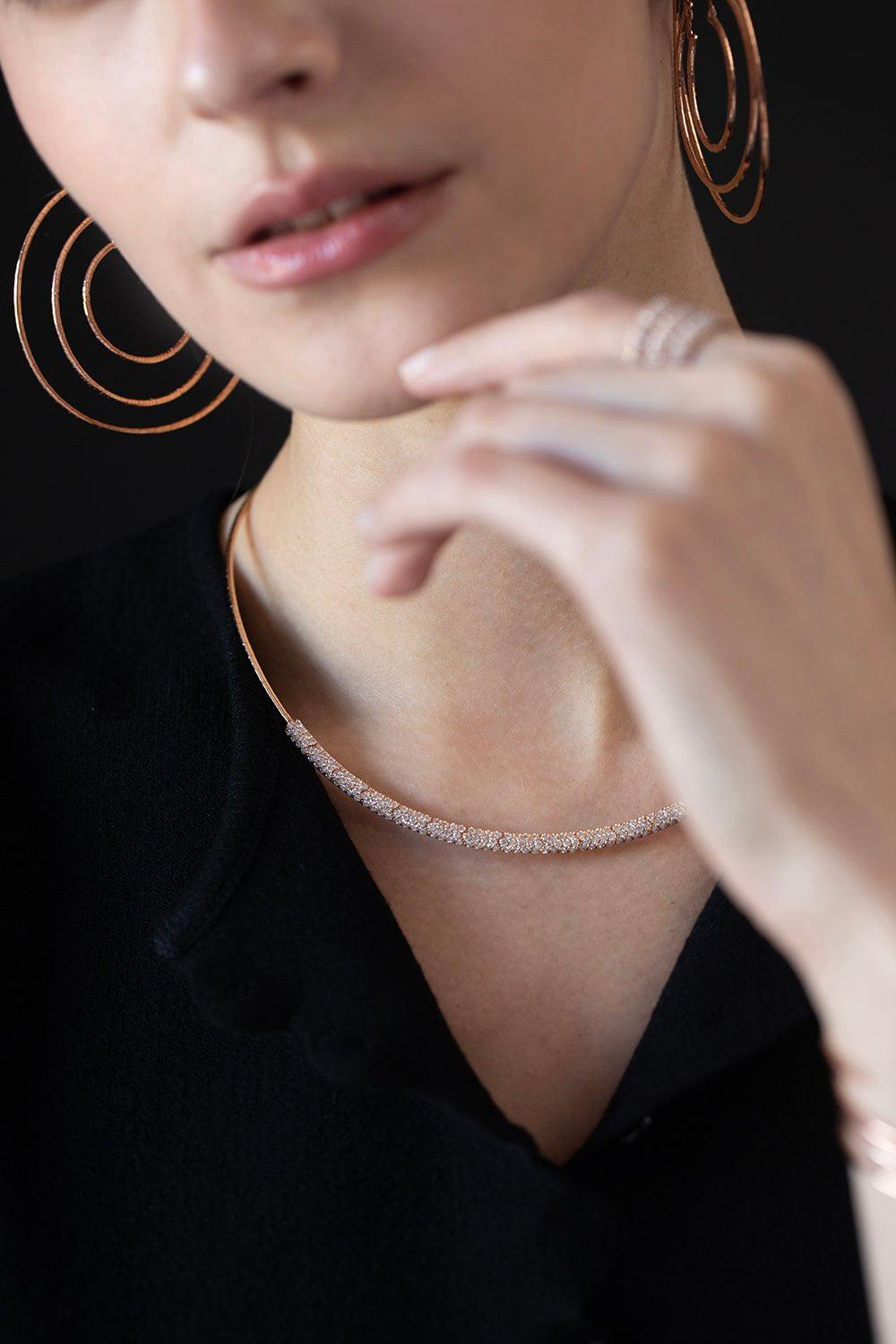 MATTIA CIELO-Echo 3 Row Diamond Hoops - Rose Gold-ROSE GOLD