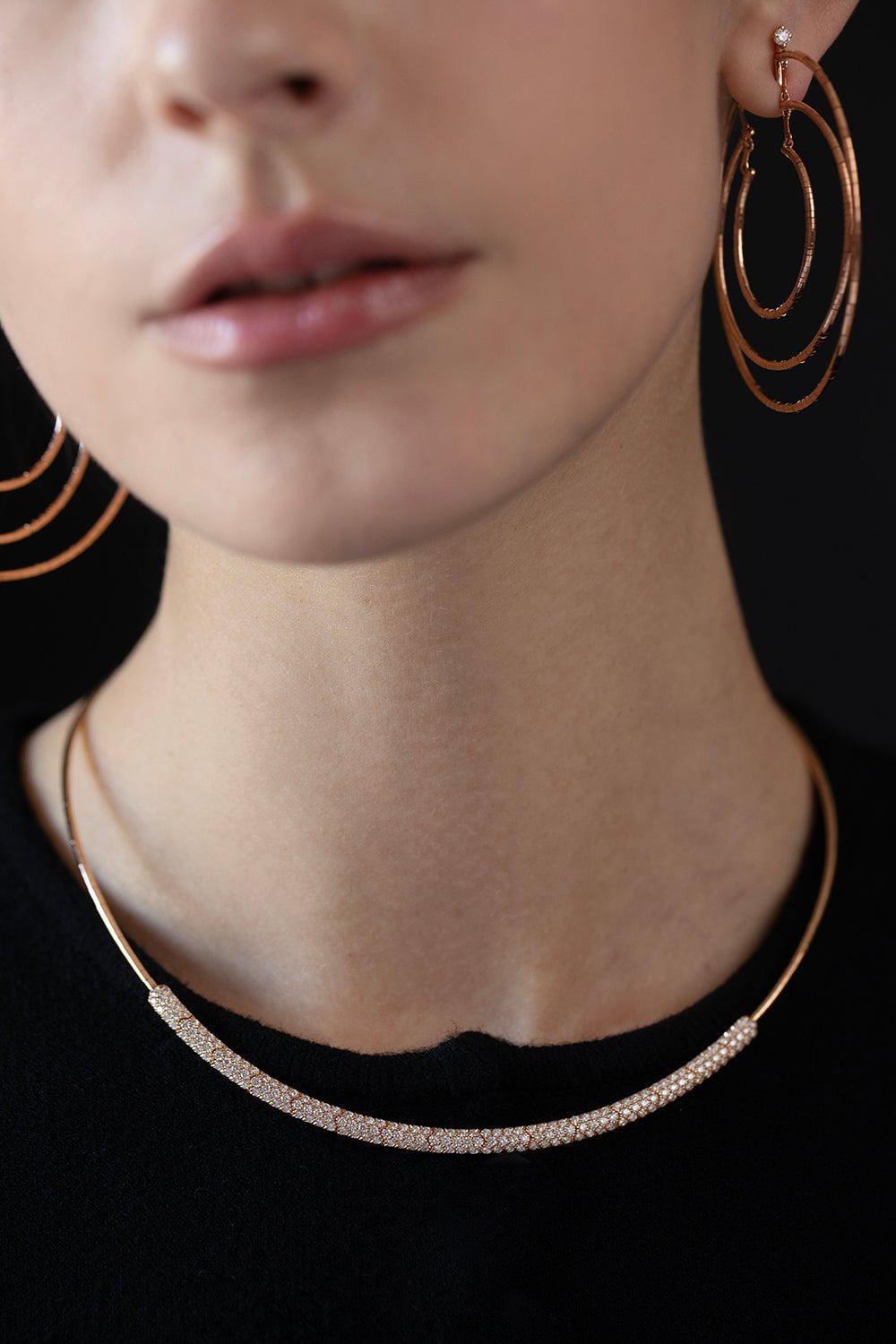 MATTIA CIELO-Echo 3 Row Diamond Hoops - Rose Gold-ROSE GOLD