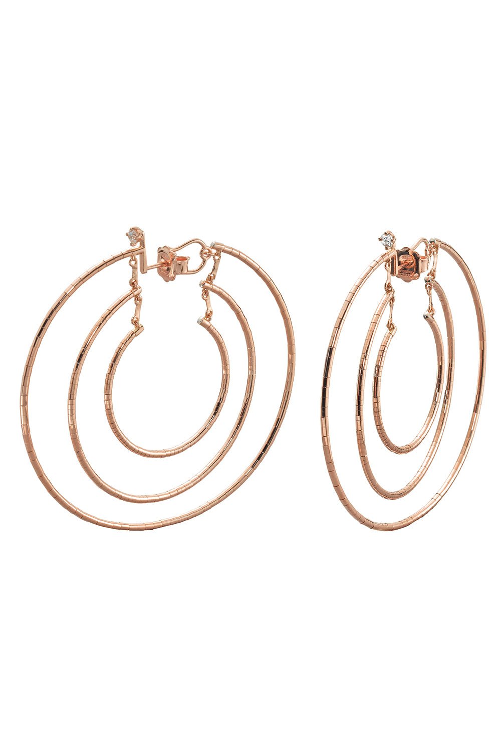 MATTIA CIELO-Echo 3 Row Diamond Hoops - Rose Gold-ROSE GOLD