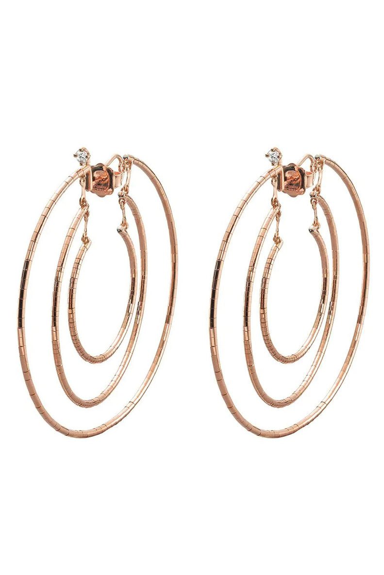MATTIA CIELO-Echo 3 Row Diamond Hoops - Rose Gold-ROSE GOLD