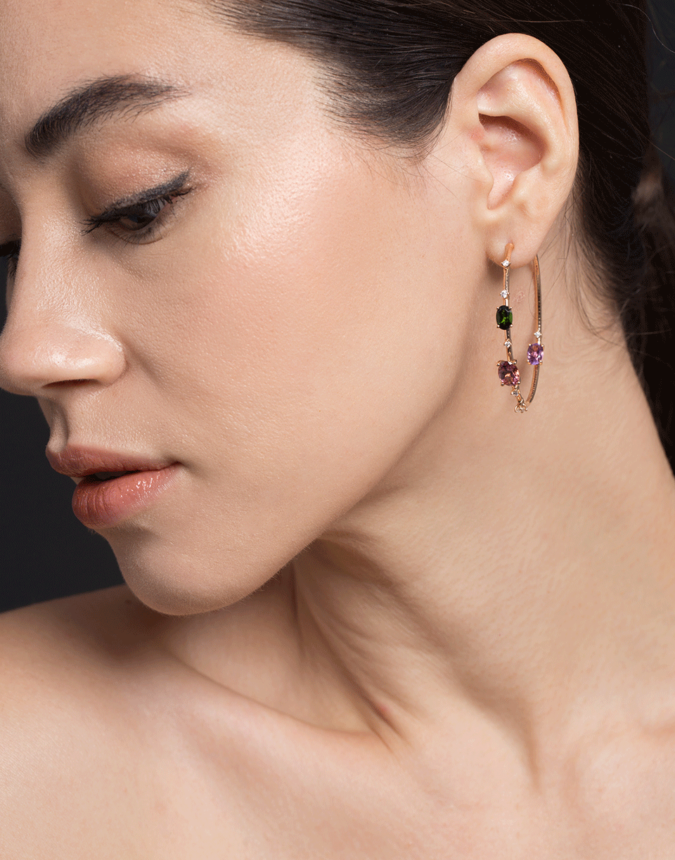 MATTIA CIELO-Rugiada Collection Rainbow Hoop Earrings-ROSE GOLD