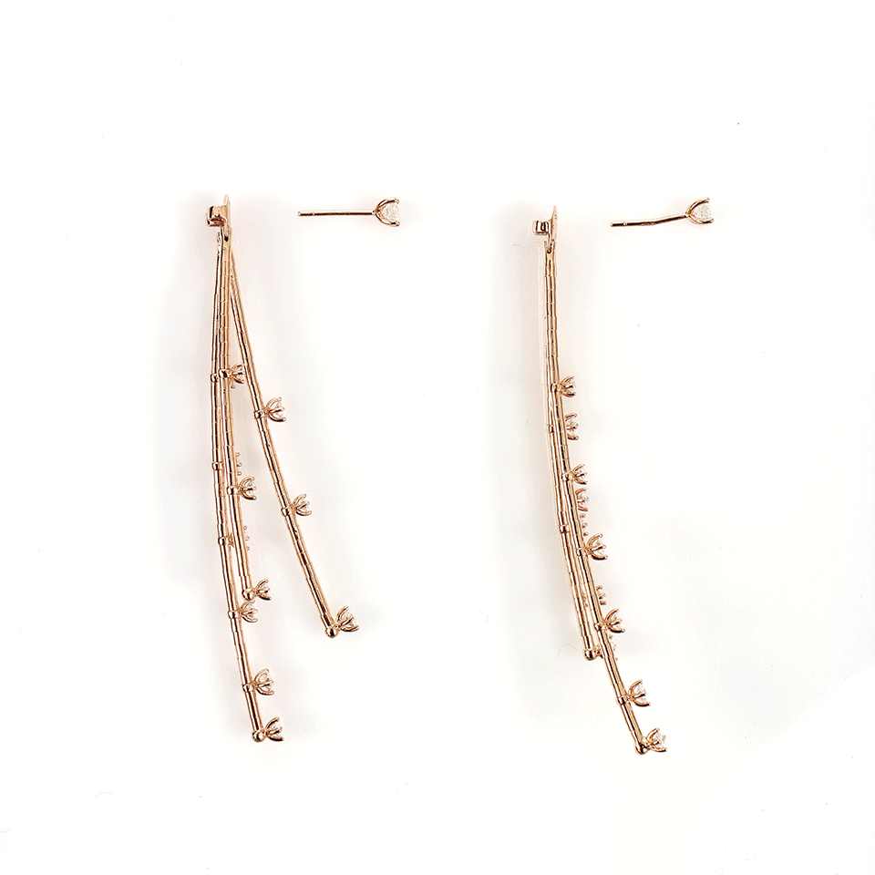 MATTIA CIELO-Rugiada Diamond Cascade Station Earrings-ROSE GOLD