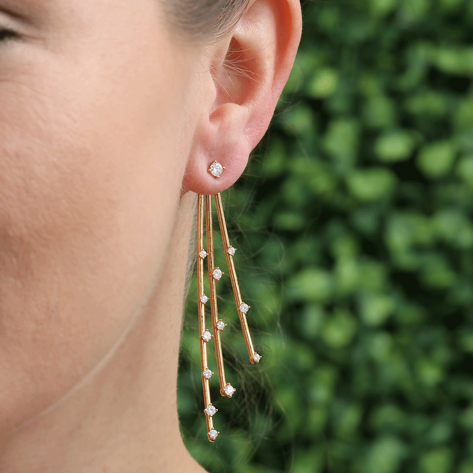 MATTIA CIELO-Rugiada Diamond Cascade Station Earrings-ROSE GOLD