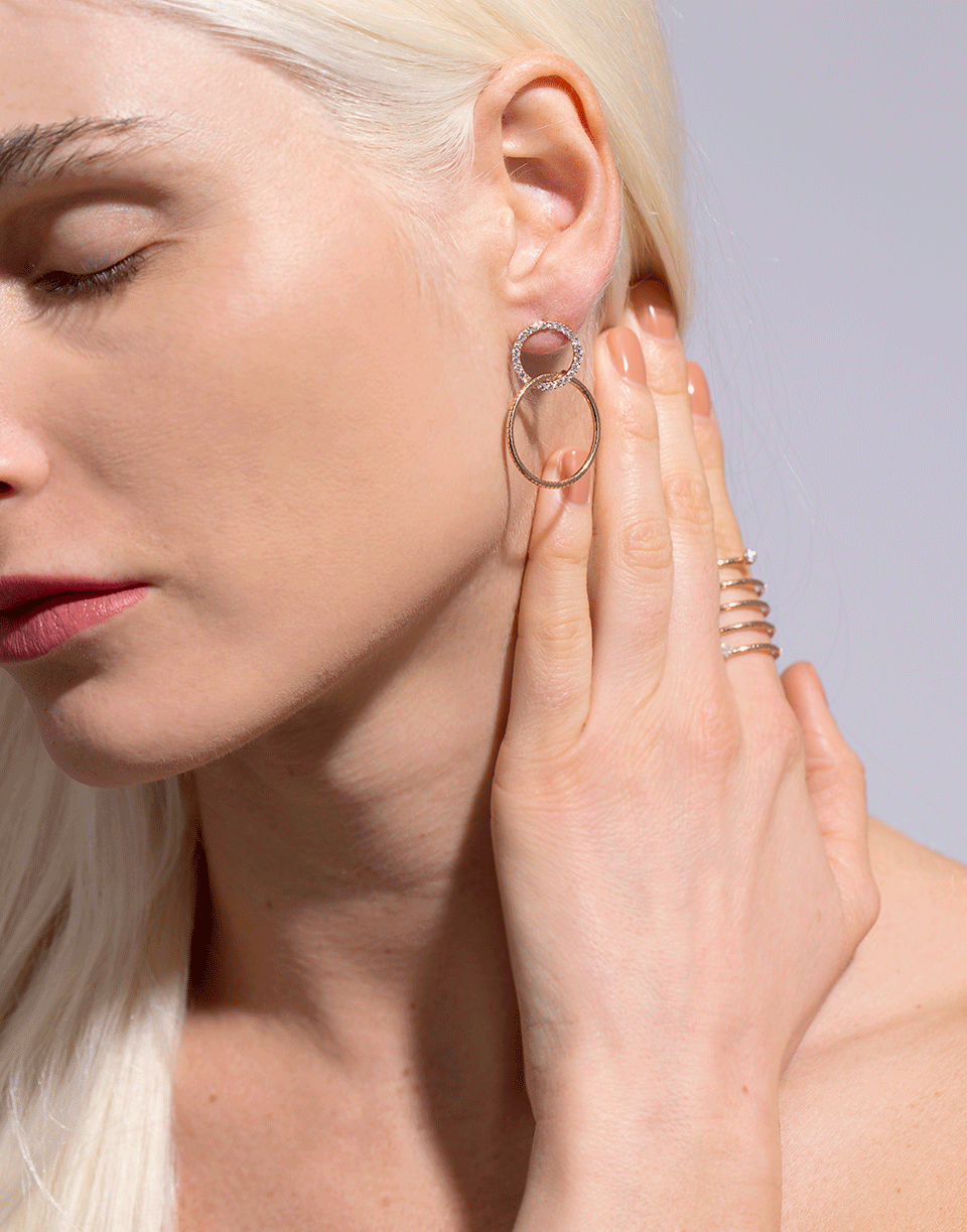 MATTIA CIELO-Rugiada Diamond Double Circle Earrings-ROSE GOLD