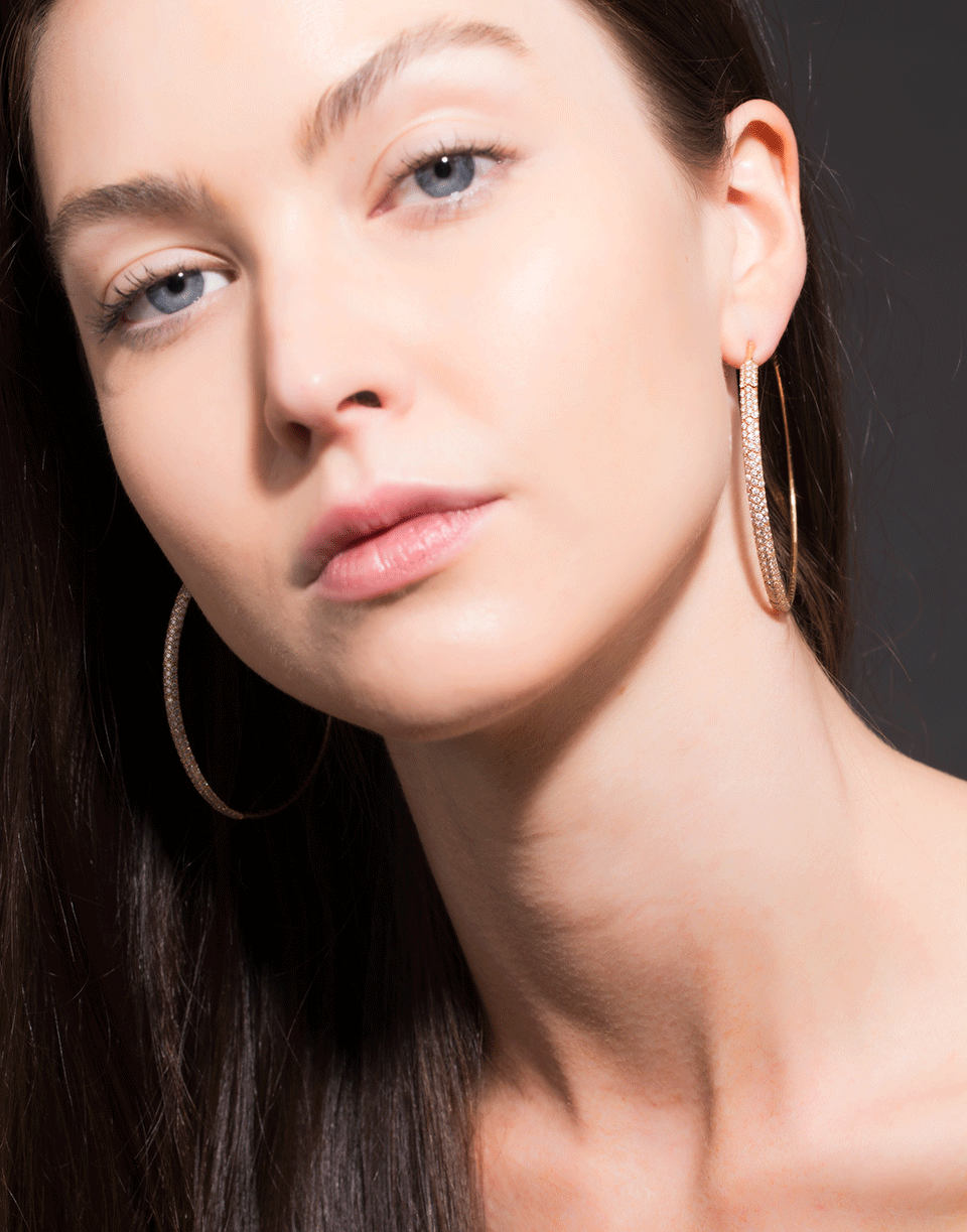 MATTIA CIELO-Rugiada Diamond Pave Hoop Earrings-ROSE GOLD
