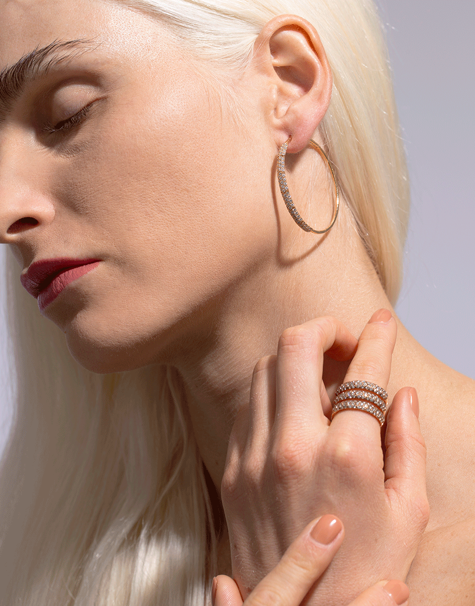 MATTIA CIELO-Rugiada Diamond Pave Hoop Earrings-ROSE GOLD