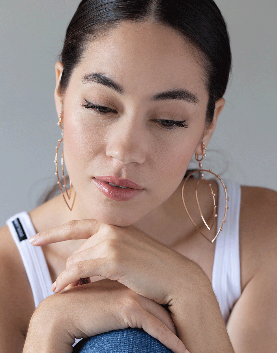 MATTIA CIELO-Rugiada Double Pear Diamond Drop Earrings-ROSE GOLD