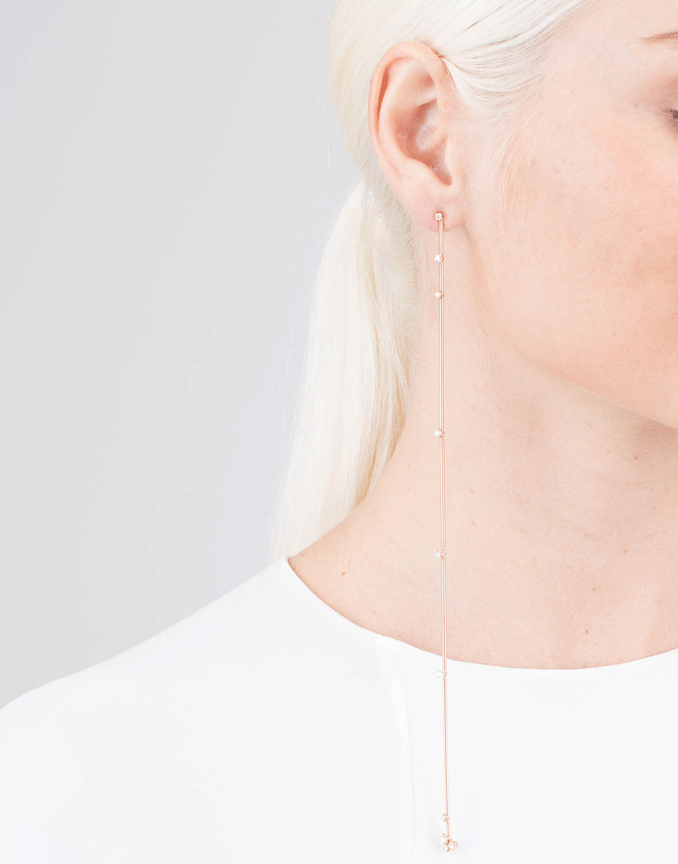 MATTIA CIELO-Rugiada Long Drop Earrings-ROSE GOLD