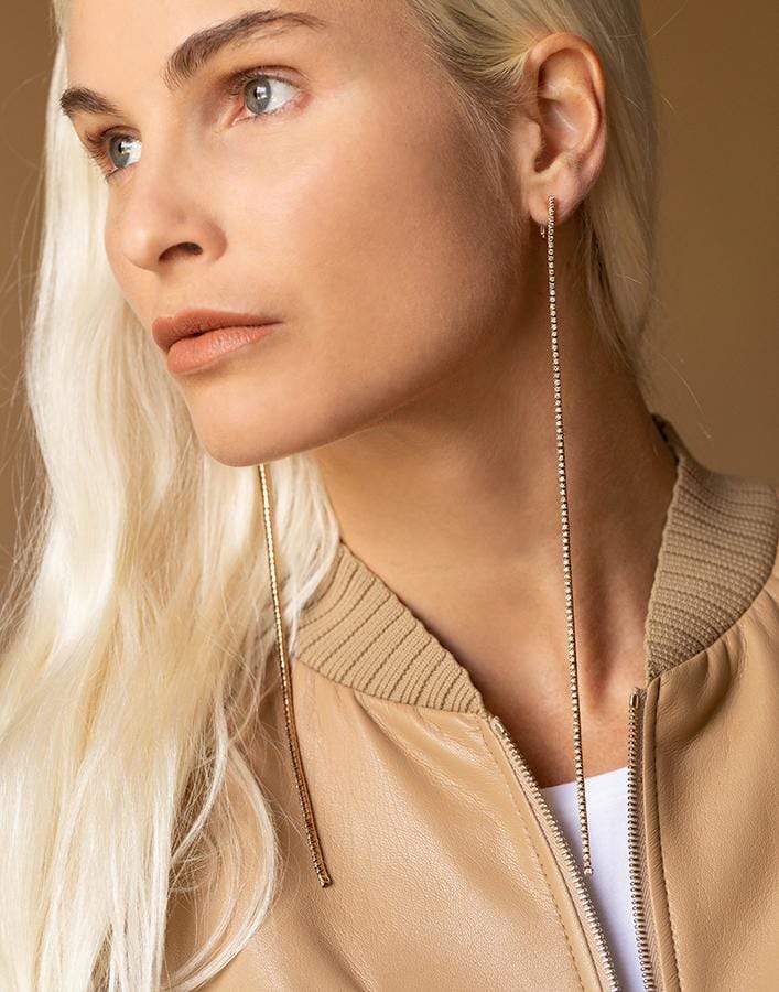 MATTIA CIELO-Rugiada Long Line Diamond Earrings-ROSE GOLD