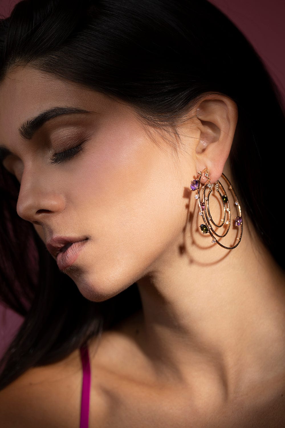MATTIA CIELO-Rugiada Rainbow Echo Hoops-ROSE GOLD