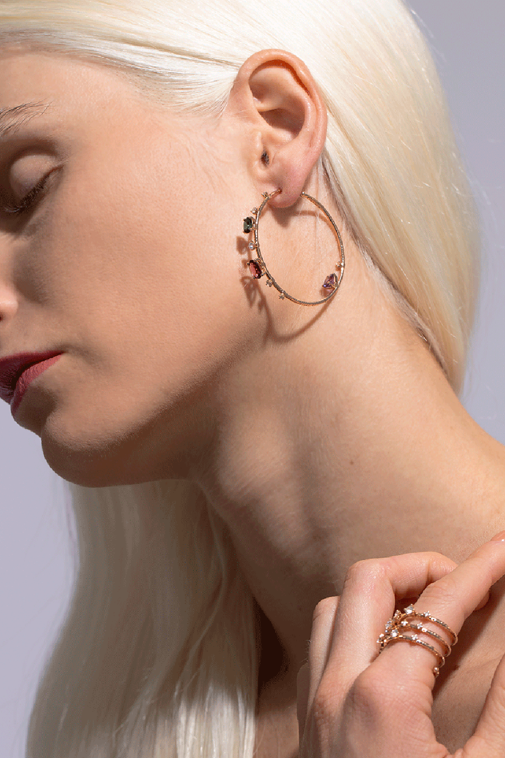 MATTIA CIELO-Rugiada Rainbow Hoops-ROSE GOLD