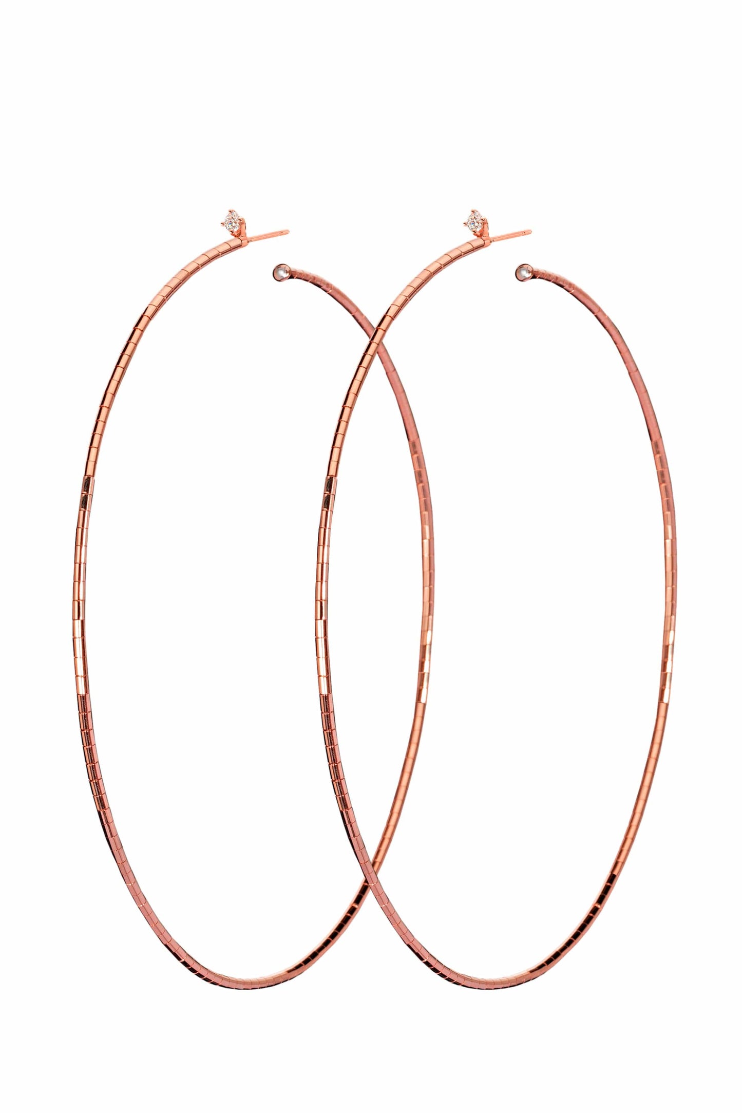 MATTIA CIELO-Rugiada Single Diamond Hoops-ROSE GOLD