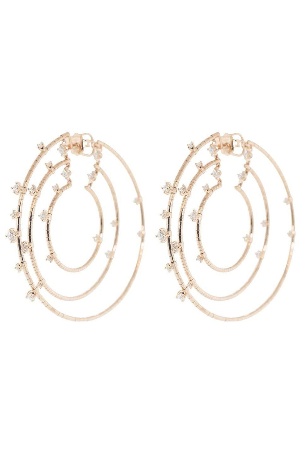 MATTIA CIELO-Rugiada Triple Diamond Echo Hoops-ROSE GOLD